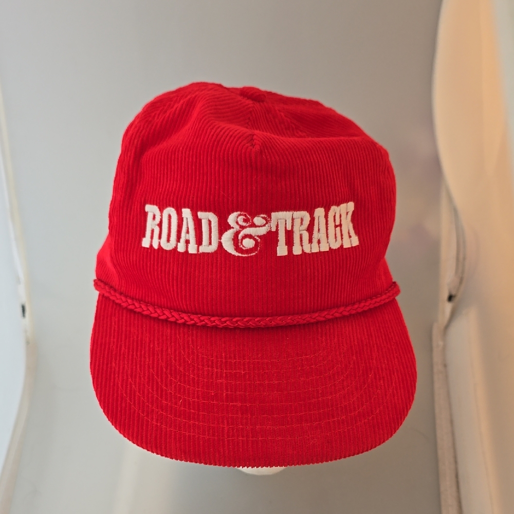 VTG 80s Road &Track Corduroy Vibrant Red Cotton Cap
